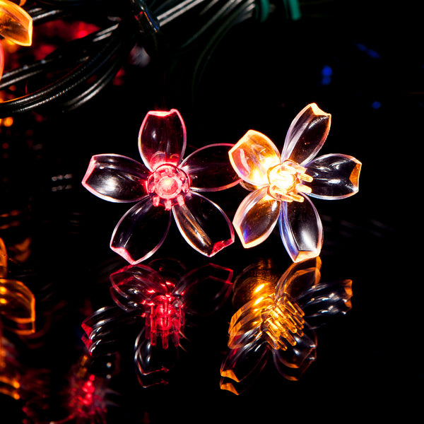 50 Multi-Colour LED Cherry Blossom Flowers Solar Fairy Lights - SPV Lights