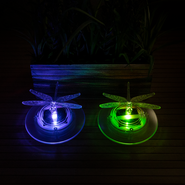Dragonfly Solar Pond Lights - Set of 2 with Colour-Changing LEDs