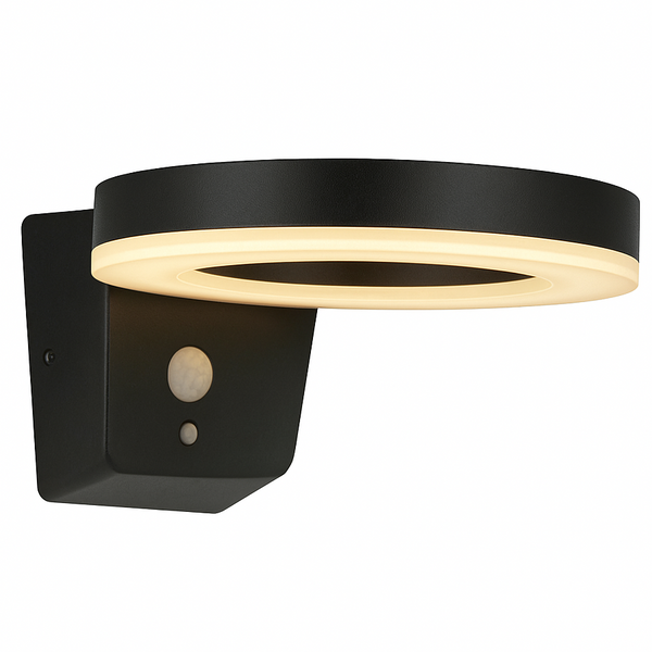 Halo Black Solar Wall Light
